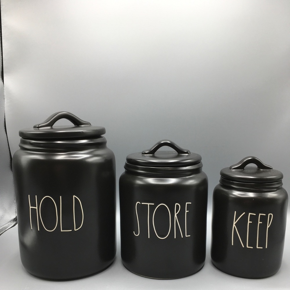 Rae Dunn BLACK CANISTER SET LL